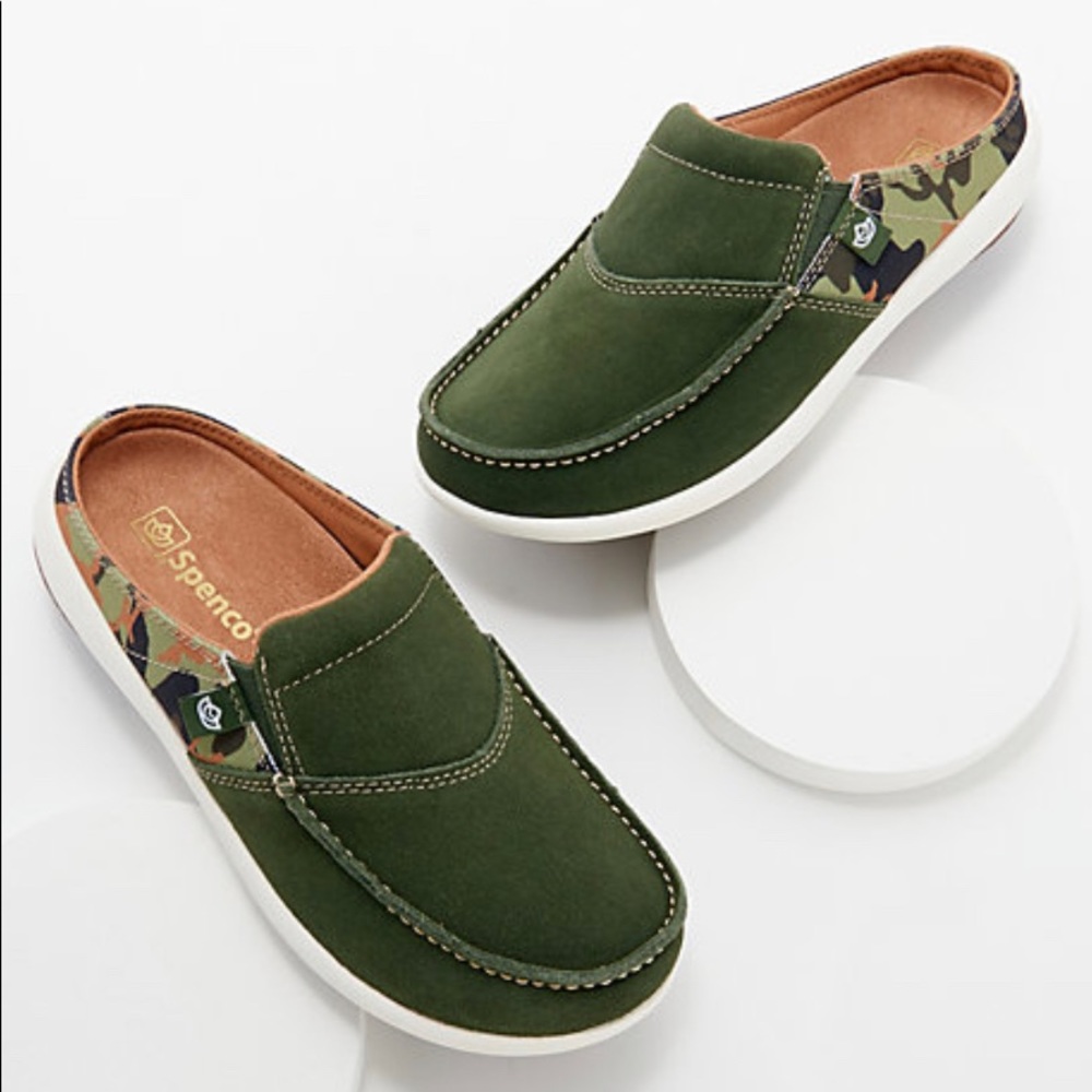 Spenco Olive Green Slip-On Clog with Camo Accent
